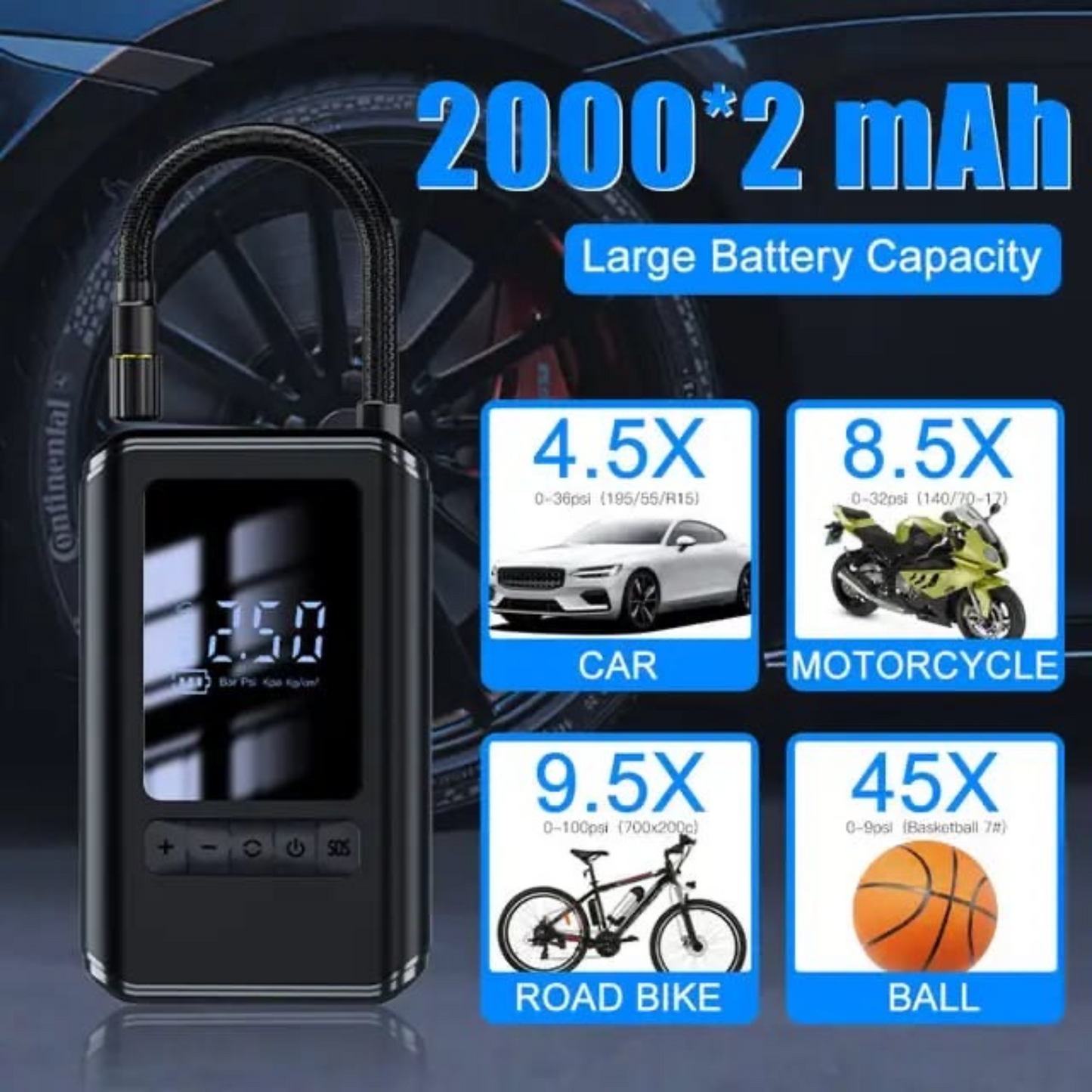 BOMBA DE AIRE PORTATIL RECARGABLE